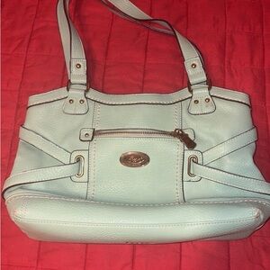 B. O. C. Born Concept Mint Leather Tote Bag with Gold Accents